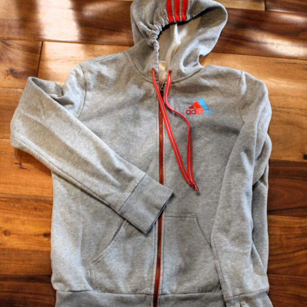 ADIDAS, Womens zip up Hoodie, Size Medium, Gray